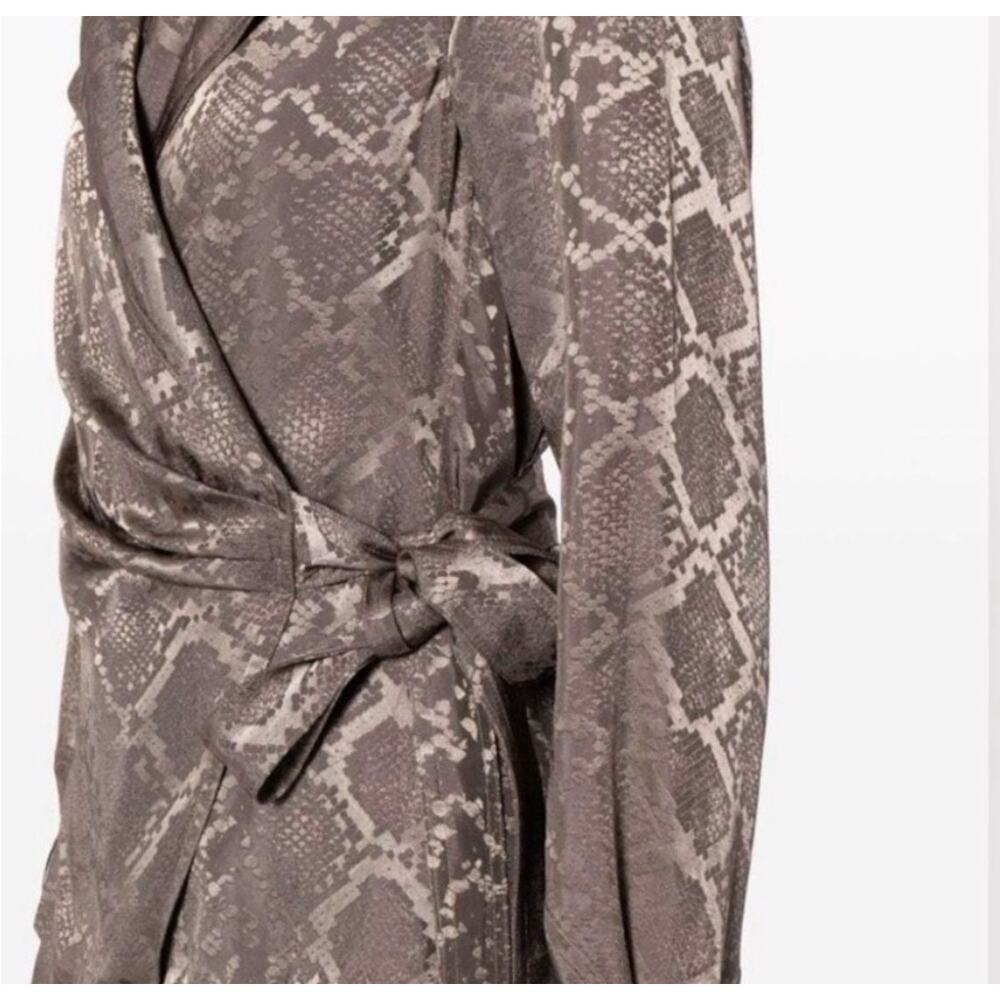 Simkhai - Milo Trench Wrap Python Print Wrap Blouse in Taupe - Picture 2 of 7